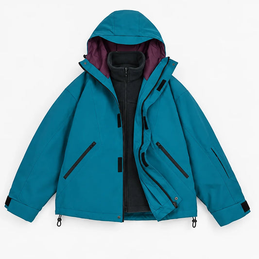 Clough - Unisex Windproof Breathable & Stand-Collar Waterproof Jacket - Peacock Blue
