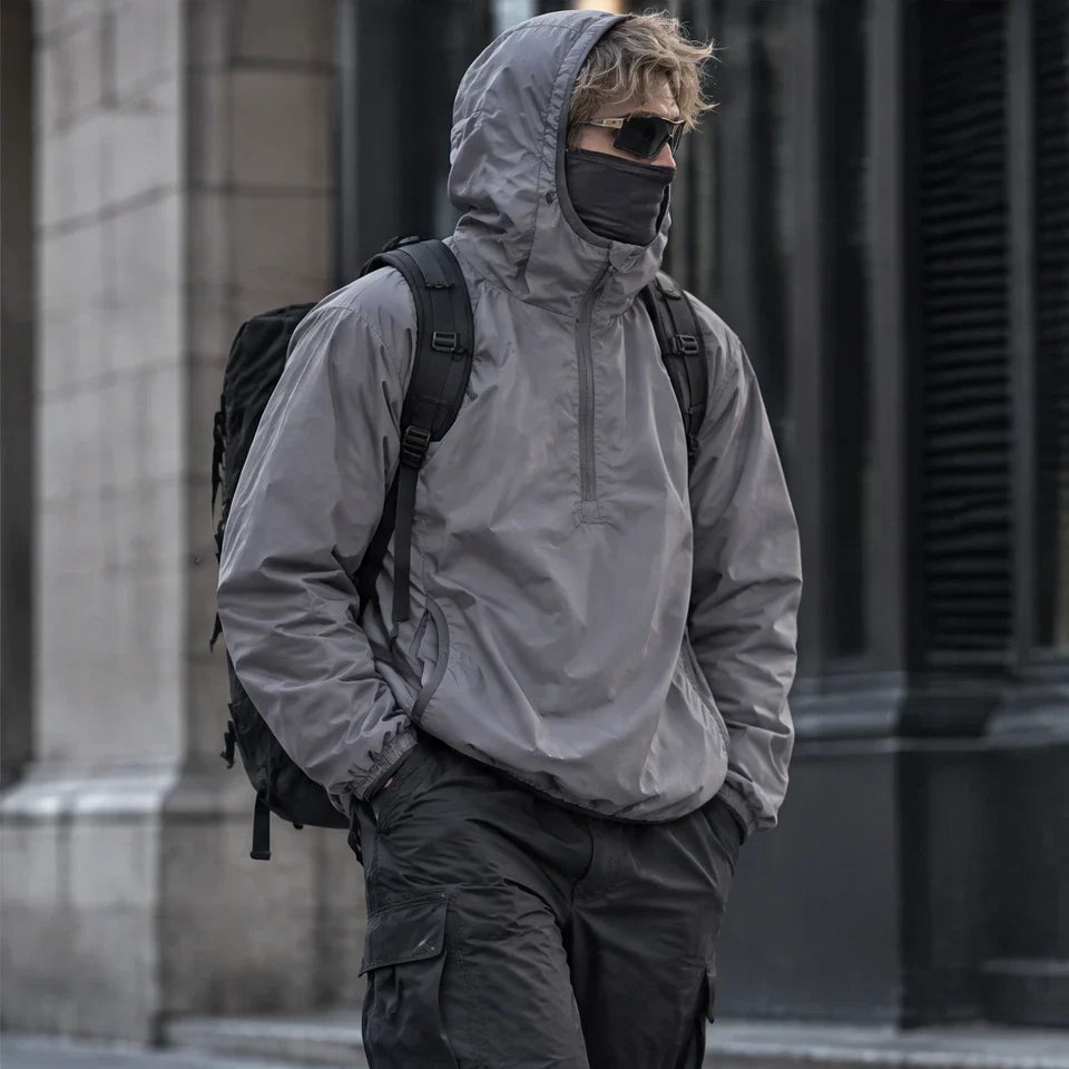 Frazil - Unisex Insulated Windproof Pullover Puffer Jacket - Dark Grey