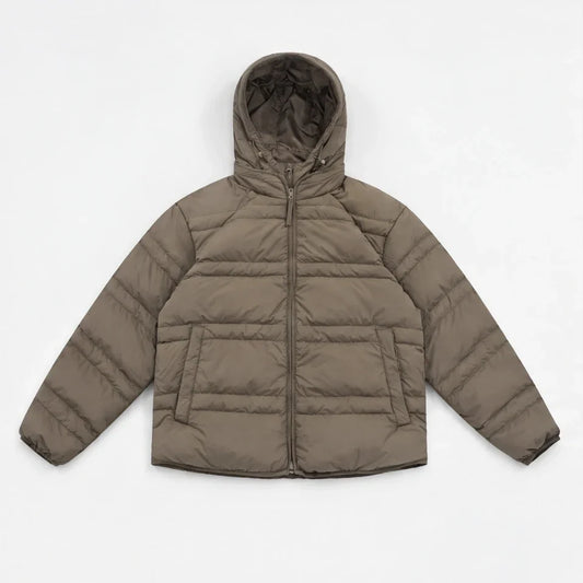 Hail - Unisex Insulated Windproof Hooded Puffer Jacket - Brown