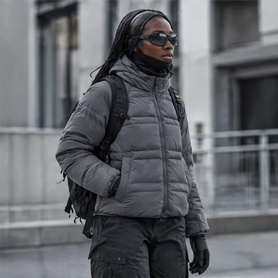 Hail - Unisex Insulated Windproof Hooded Puffer Jacket - Dark Grey