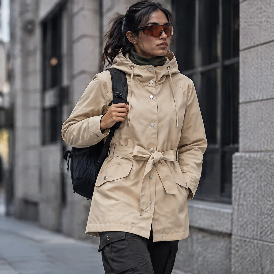 Bight - Womens Waterproof Relaxed Fit Rain Jacket - Beige