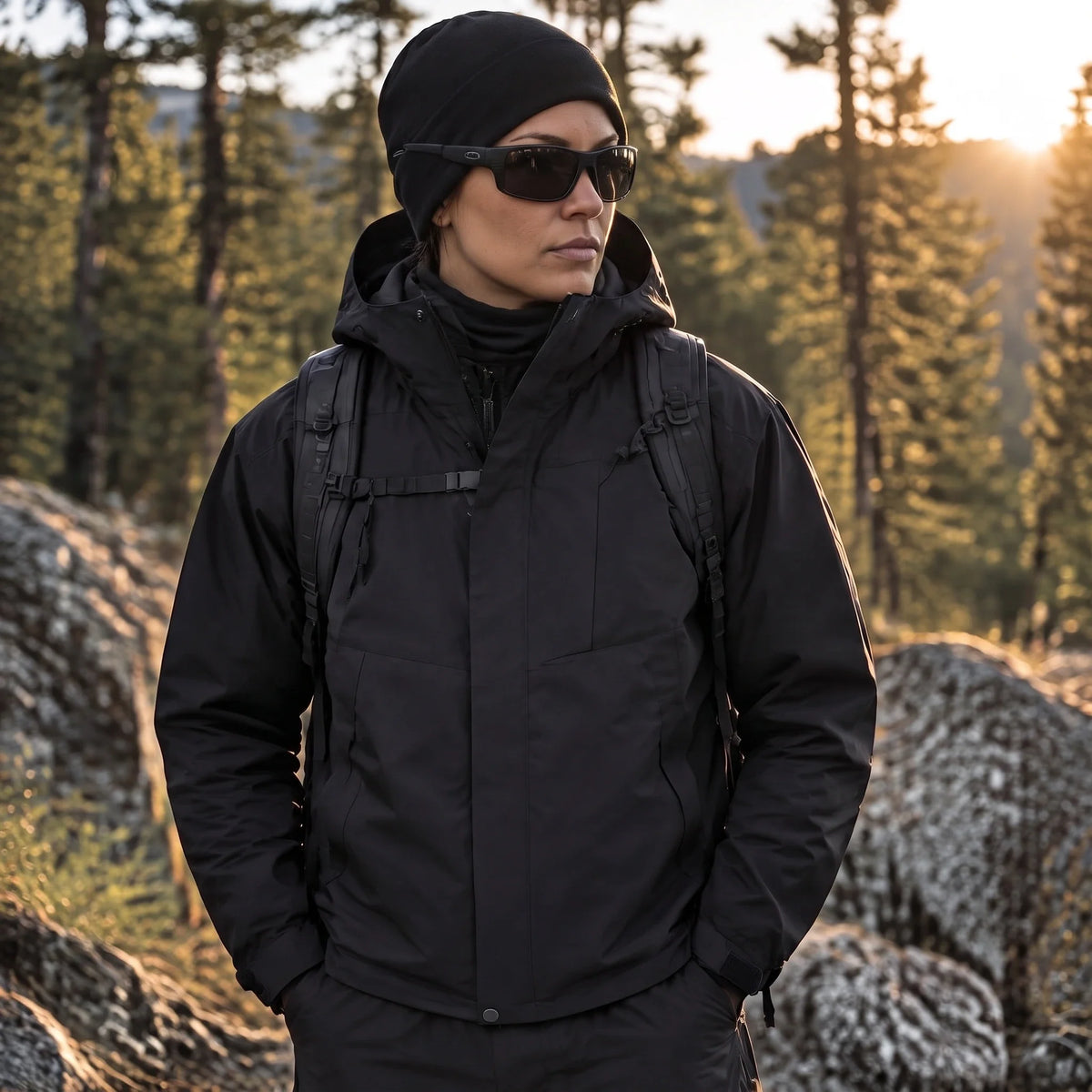 Scree - Womens Windproof Breathable & Hooded Waterproof Jacket - Black