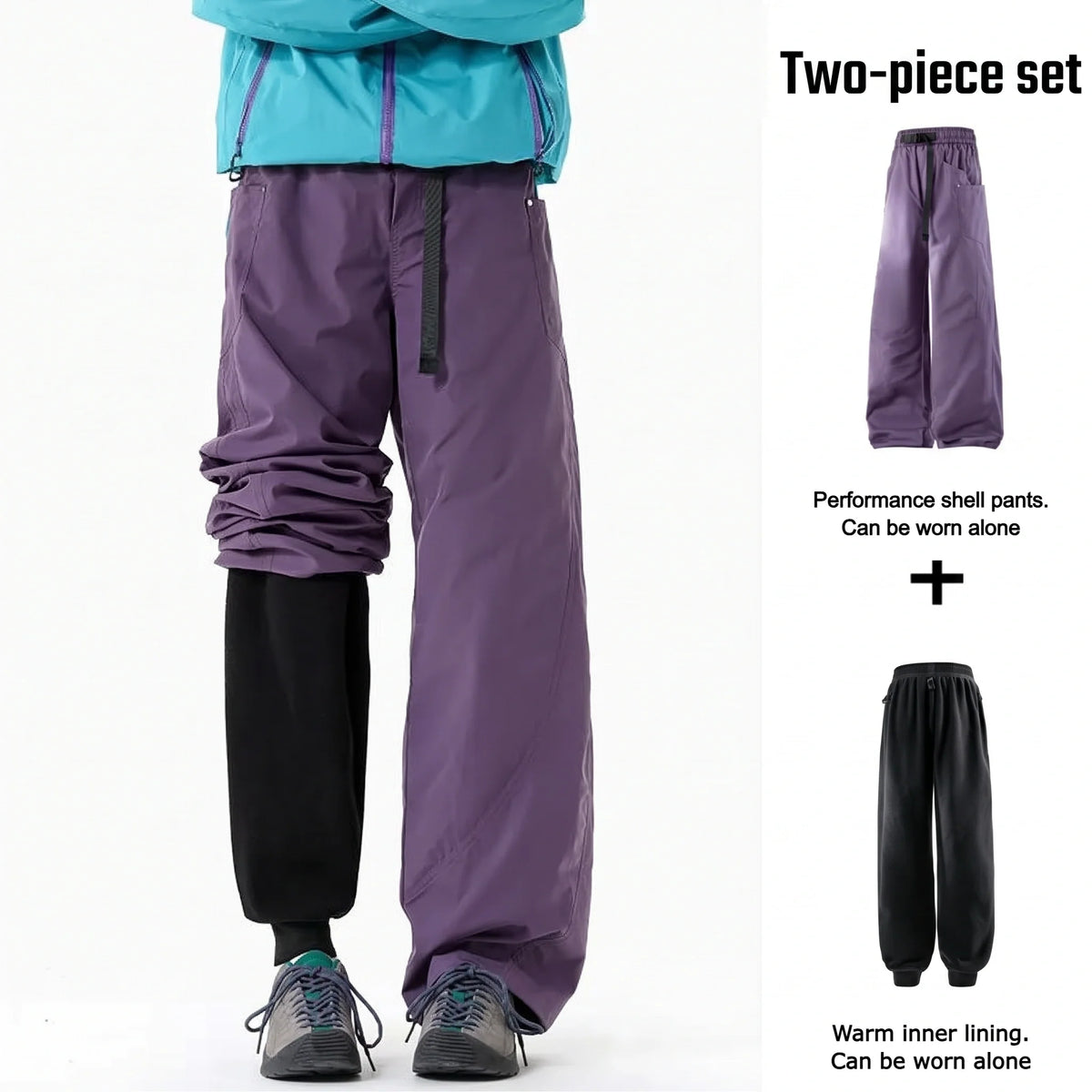 Wraith - Unisex Quick-Dry Windproof & 3-in-1 Waterproof Trousers - Purple