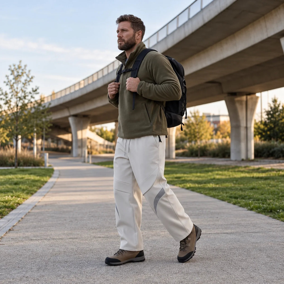 Shaw - Unisex Water-Repellent & Quick-Dry Wide-Leg Walking Trousers - Light Grey