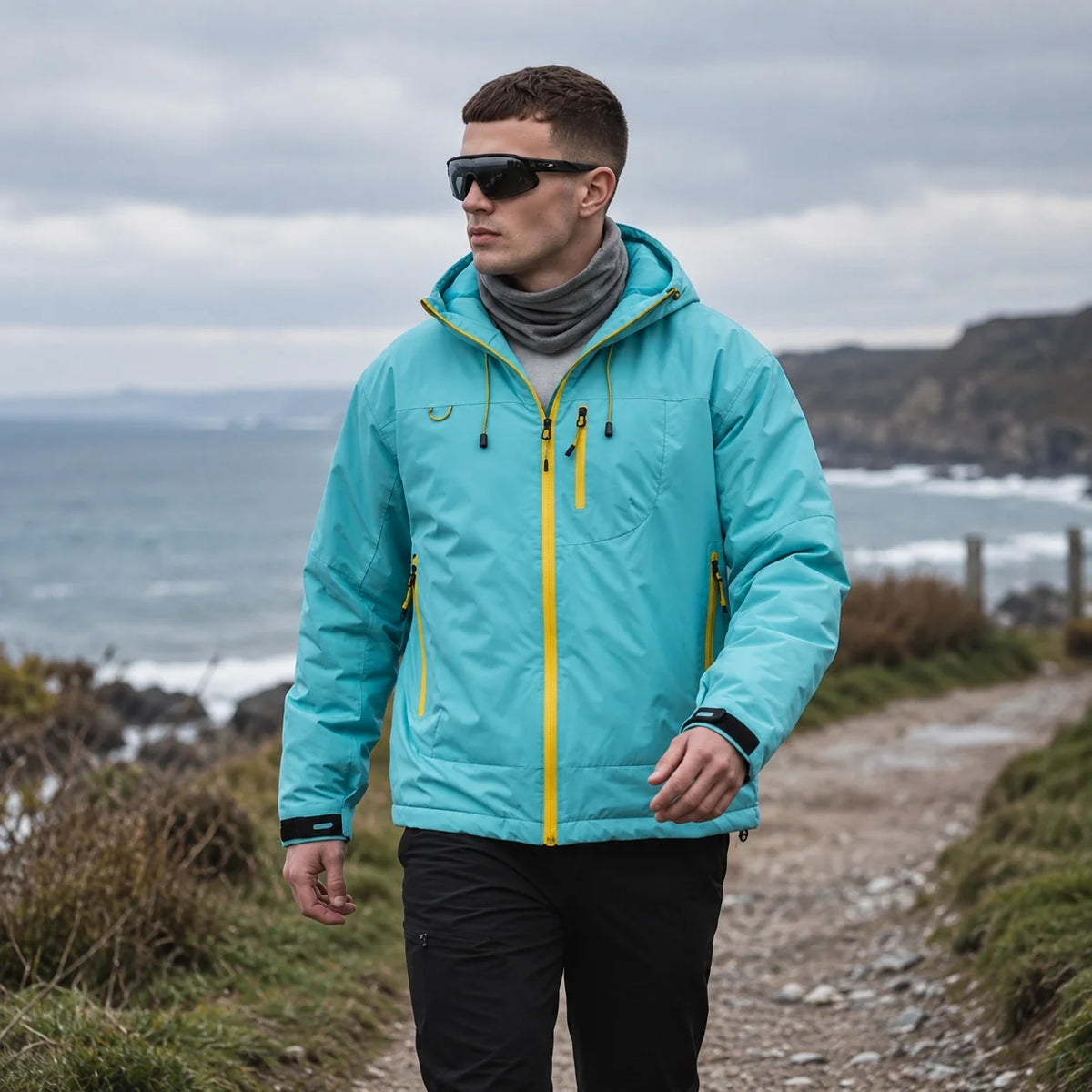 Eddy - Unisex Windproof Breathable & Wrinkle-Free Waterproof Jacket - Turquoise Blue