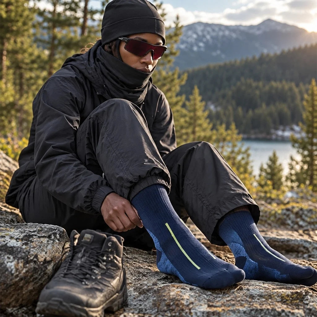 Wath - Unisex High-Barrel Waterproof Socks - Navy Blue