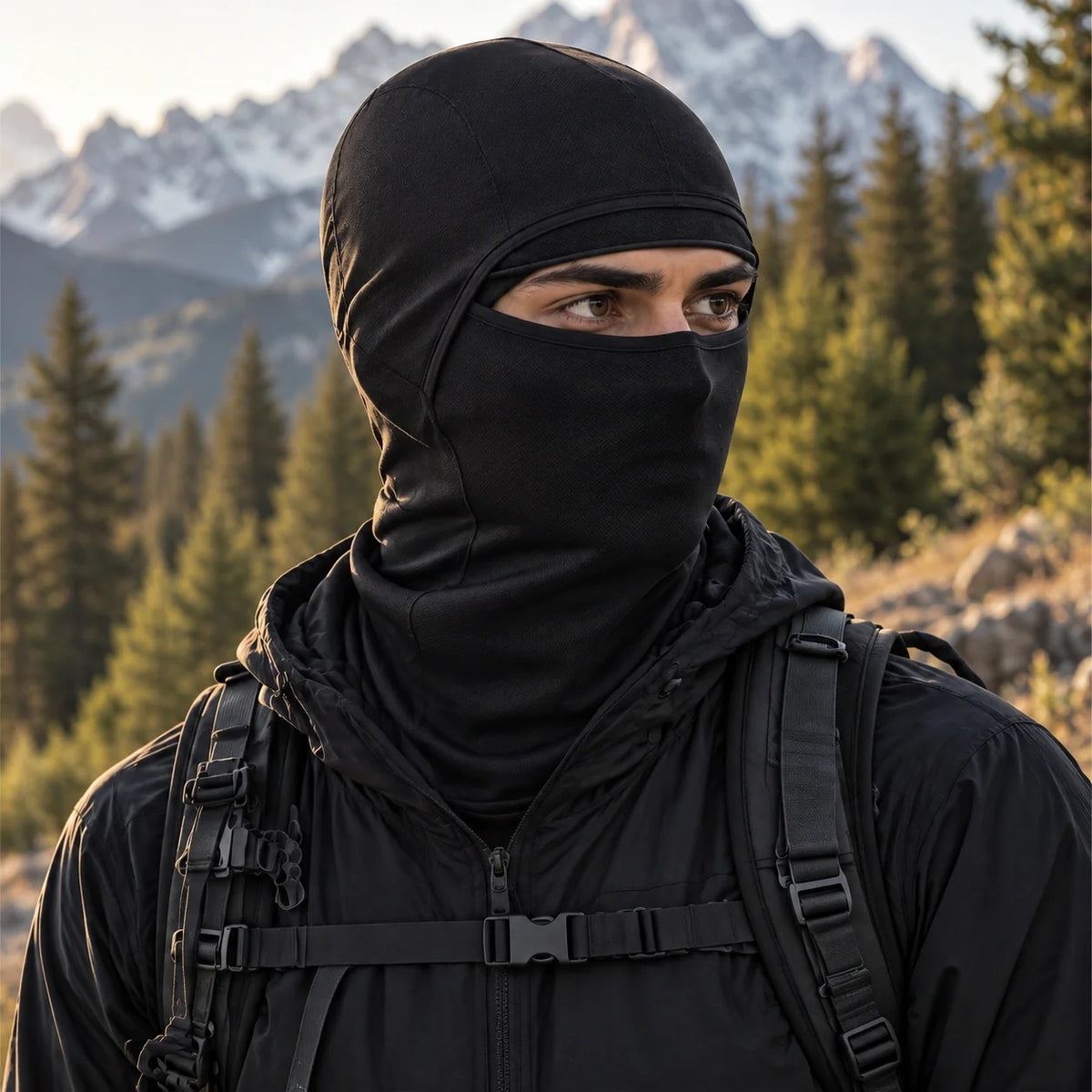 Carr - Unisex Breathable Multi-Way Convertible Balaclava - Black