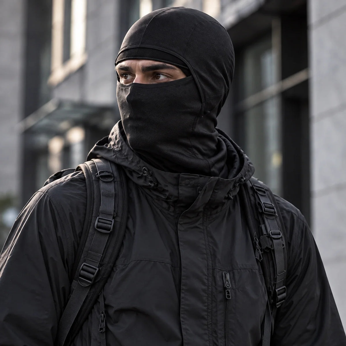 Carr - Unisex Breathable Multi-Way Convertible Balaclava - Black