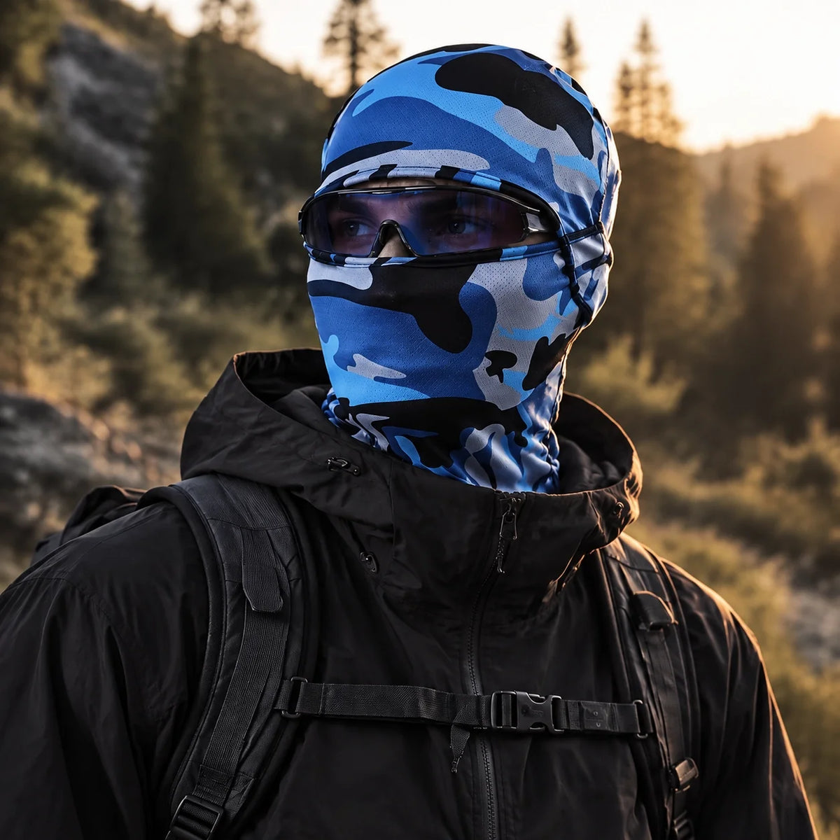 Carr - Unisex Breathable Multi-Way Convertible Balaclava - Camo-Blue
