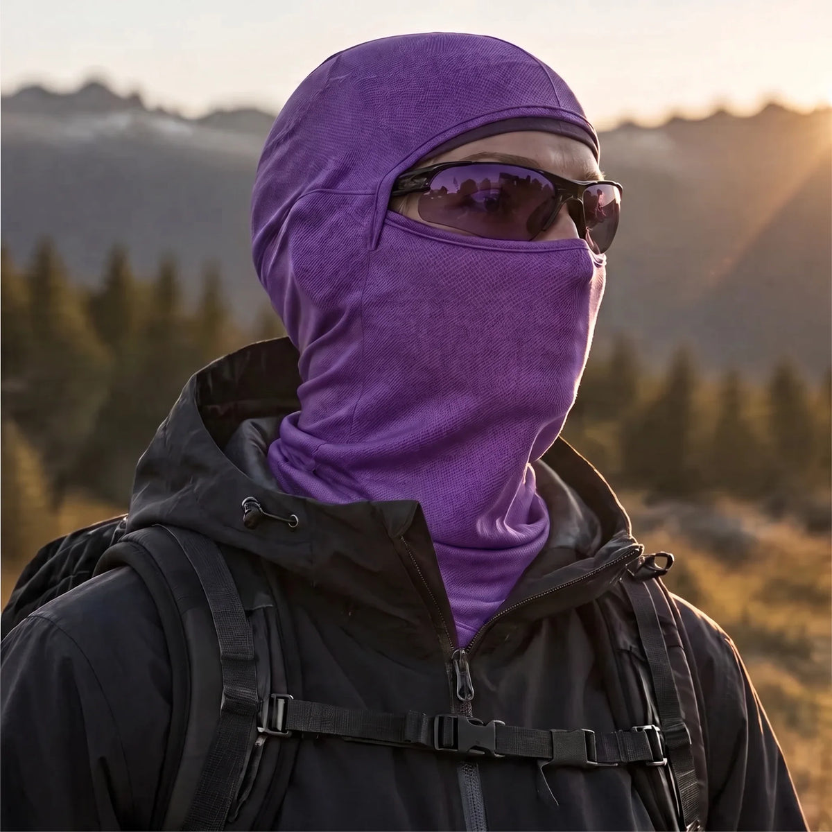 Carr - Unisex Breathable Multi-Way Convertible Balaclava - Purple