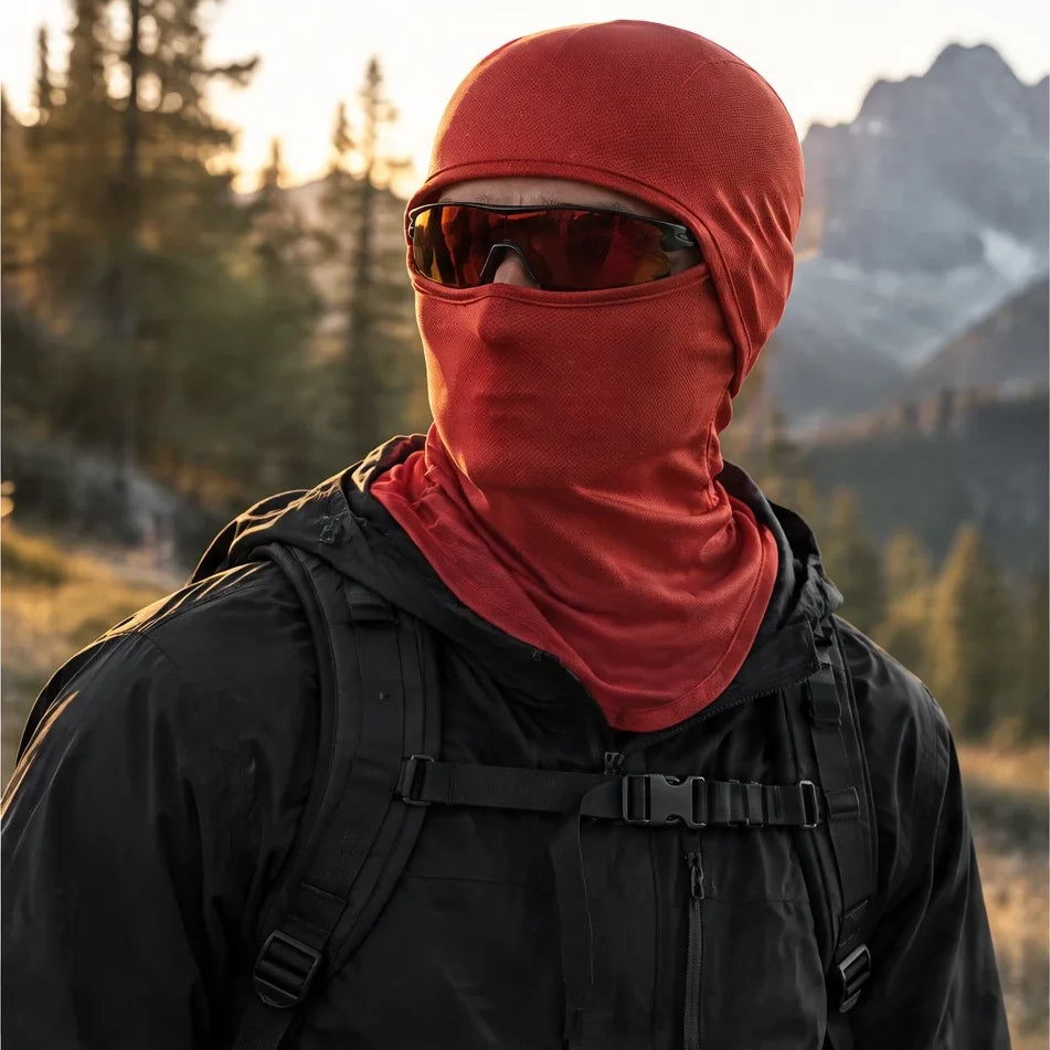Carr - Unisex Breathable Multi-Way Convertible Balaclava - Red