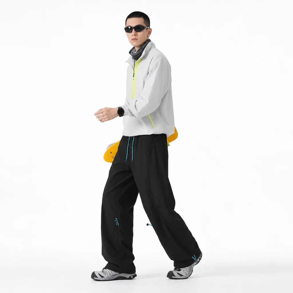 Rake - Mens Quick-Dry Windproof & Straight-Leg Waterproof Trousers - Black