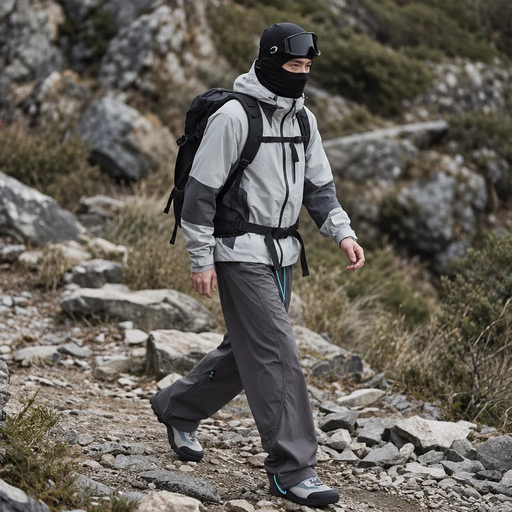 Rake - Mens Quick-Dry Windproof & Straight-Leg Waterproof Trousers - Grey