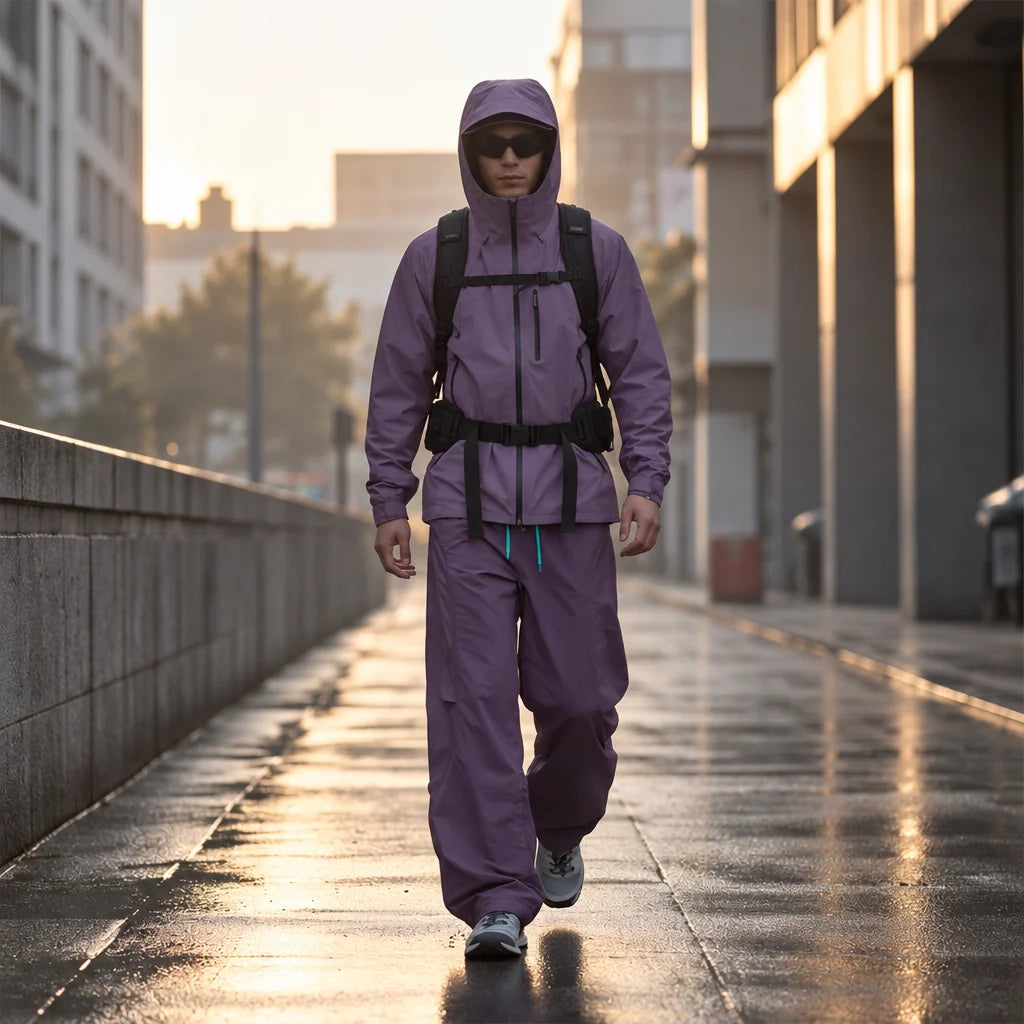 Rake - Mens Quick-Dry Windproof & Straight-Leg Waterproof Trousers - Purple