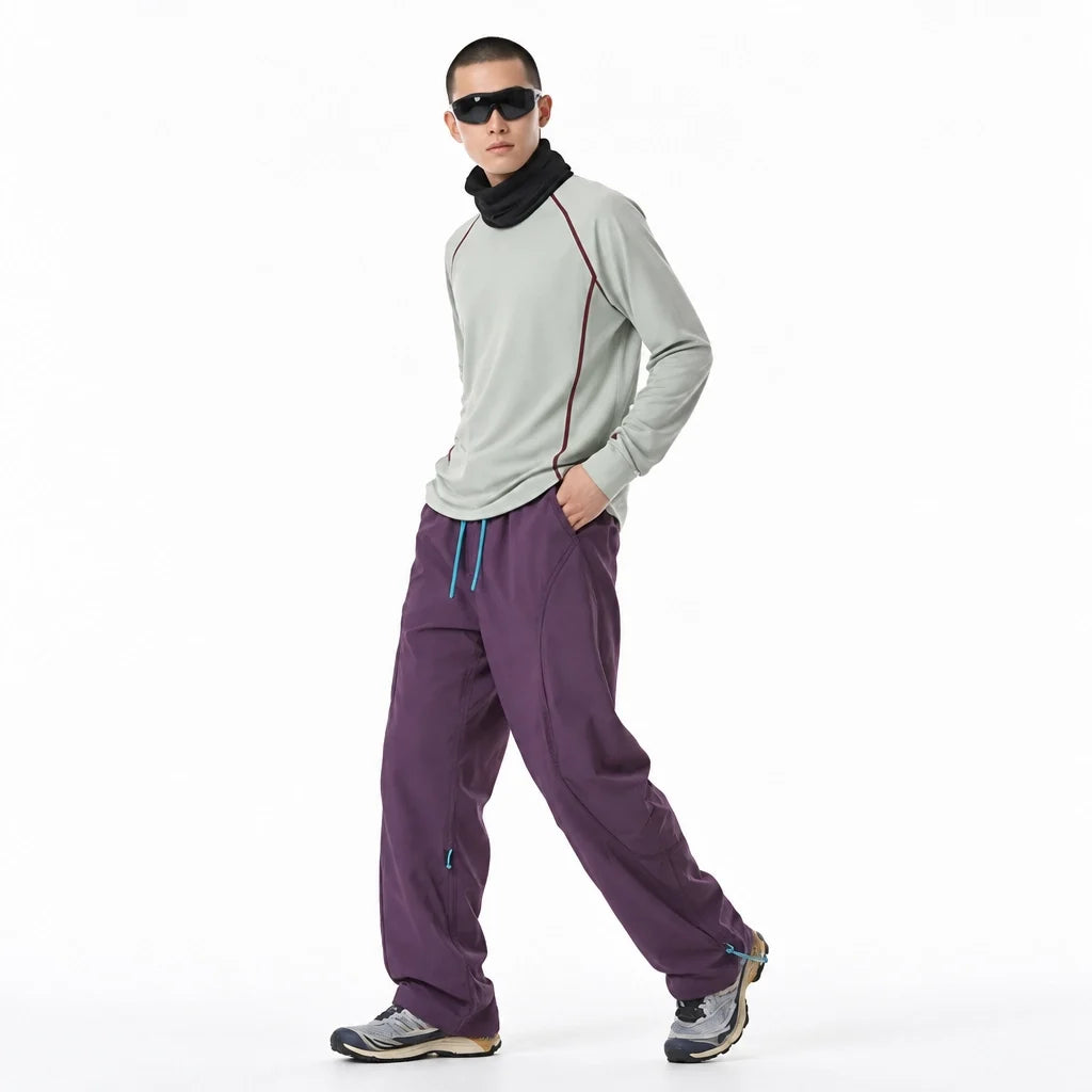 Rake - Mens Quick-Dry Windproof & Straight-Leg Waterproof Trousers - Purple