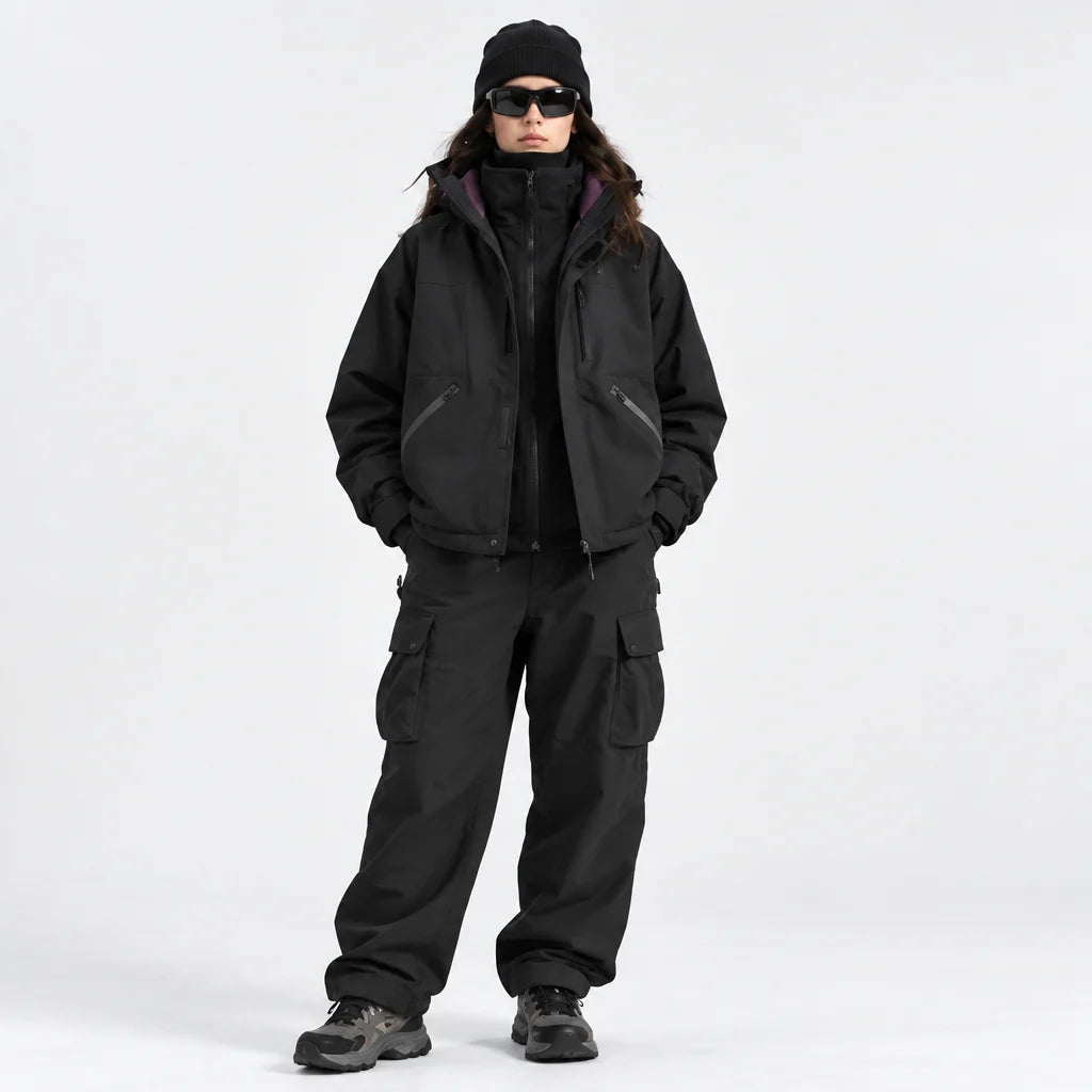 Clough - Unisex Windproof Breathable & Stand-Collar Waterproof Jacket - Black