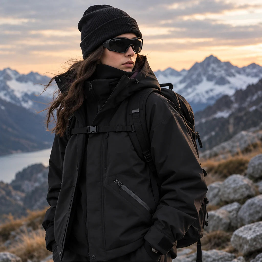 Clough - Unisex Windproof Breathable & Stand-Collar Waterproof Jacket - Black