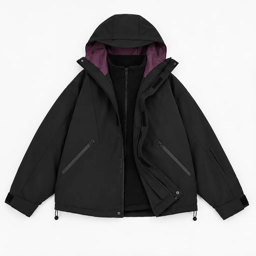 Clough - Unisex Windproof Breathable & Stand-Collar Waterproof Jacket - Black