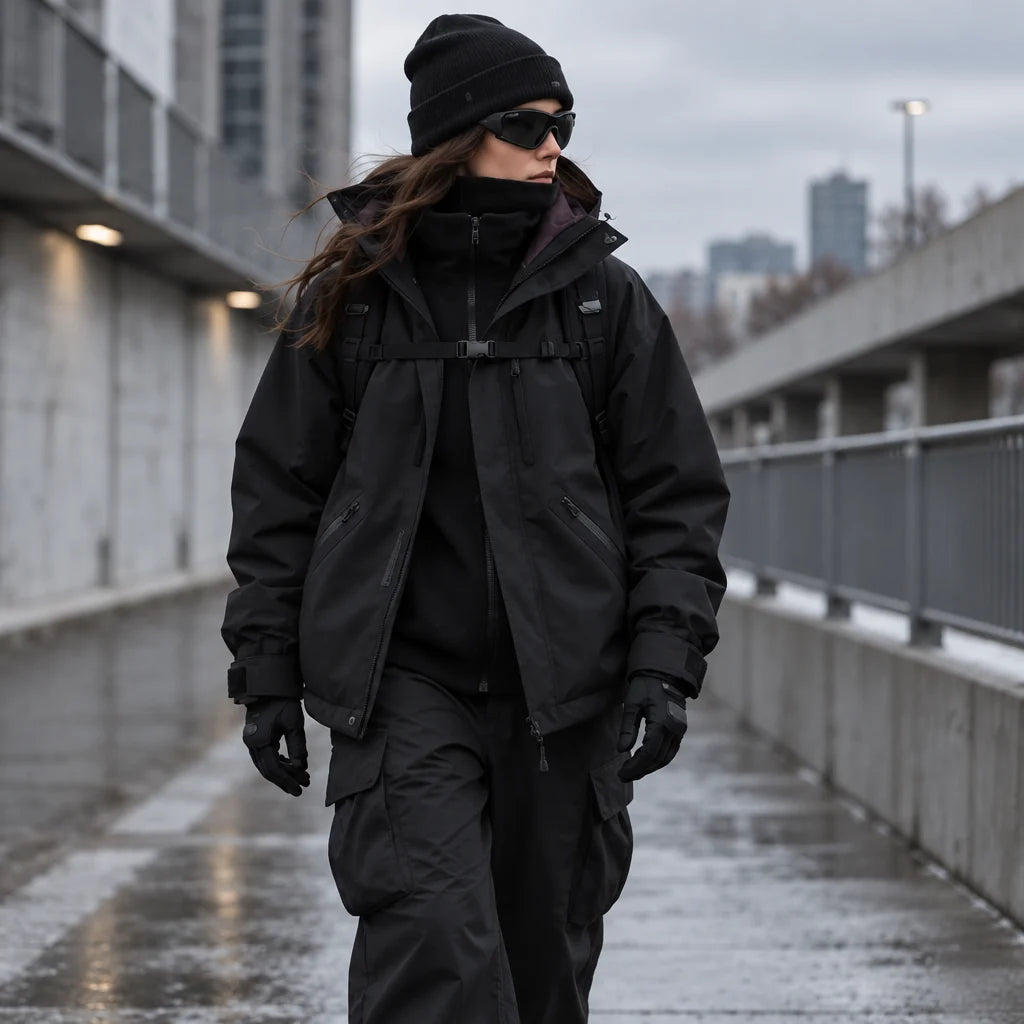 Clough - Unisex Windproof Breathable & Stand-Collar Waterproof Jacket - Black