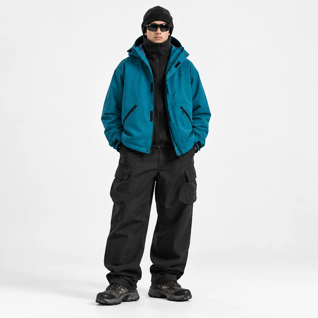 Clough - Unisex Windproof Breathable & Stand-Collar Waterproof Jacket - Peacock Blue