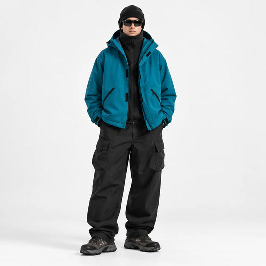 Clough - Unisex Windproof Breathable & Stand-Collar Waterproof Jacket - Peacock Blue
