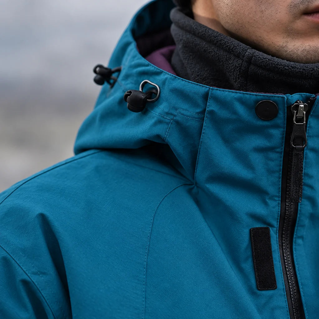Clough - Unisex Windproof Breathable & Stand-Collar Waterproof Jacket - Peacock Blue