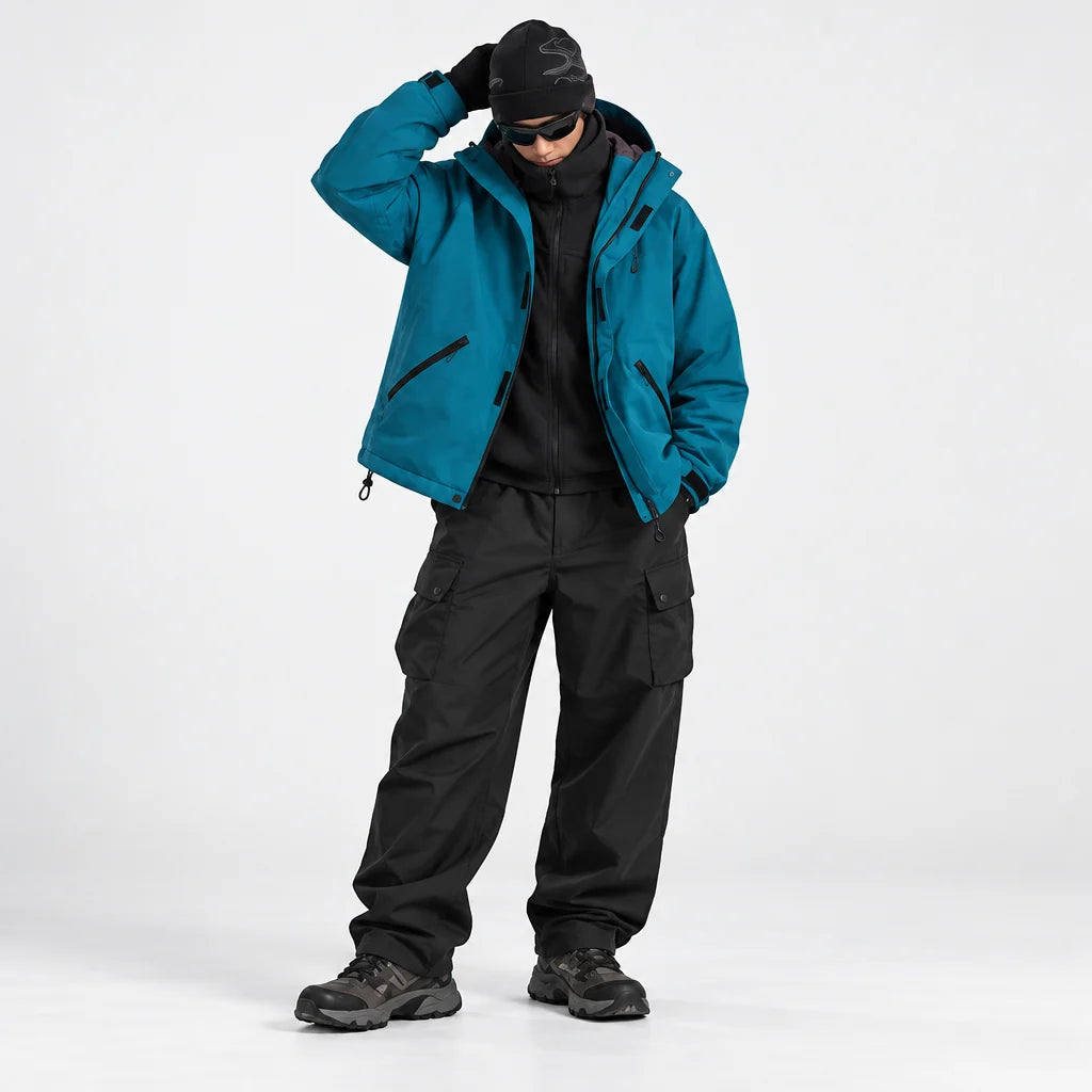 Clough - Unisex Windproof Breathable & Stand-Collar Waterproof Jacket - Peacock Blue