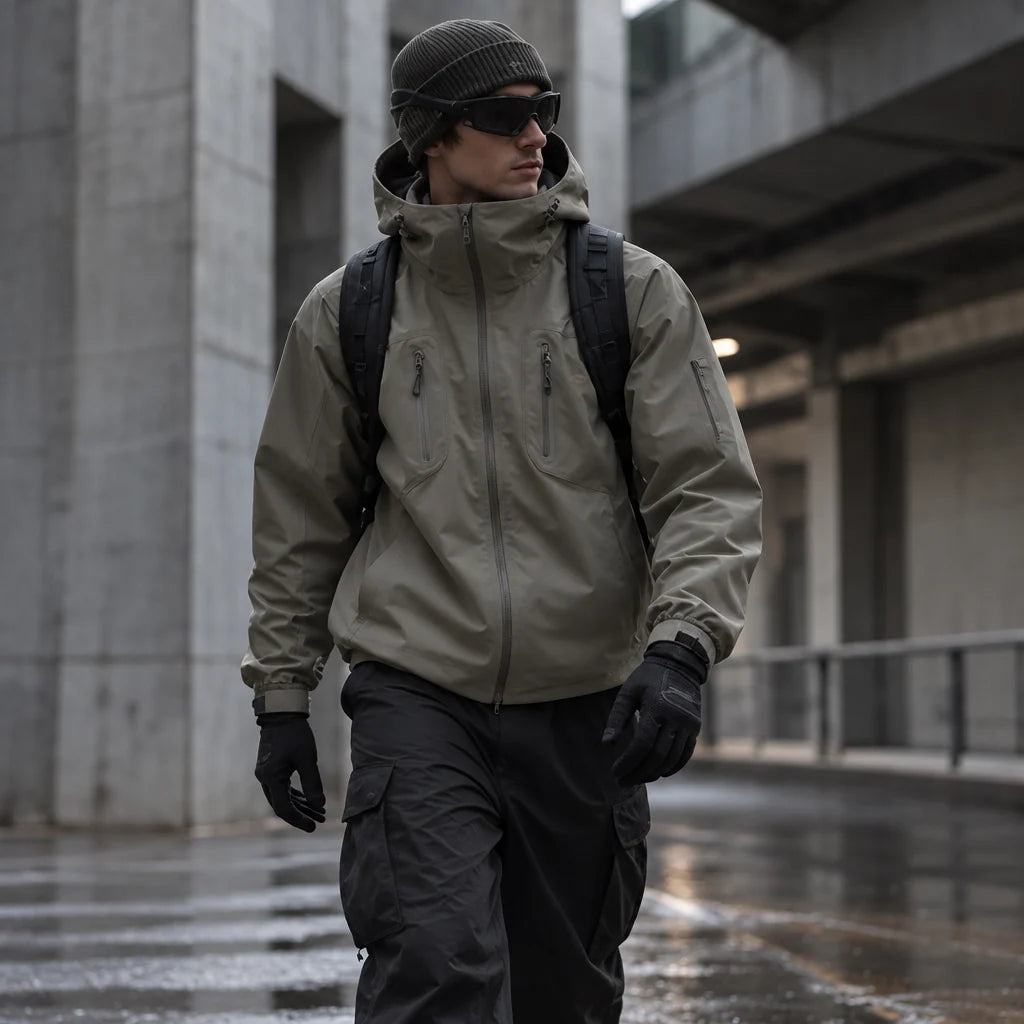 Scar - Unisex Windproof Breathable & Taped Seams Waterproof Jacket - Khaki