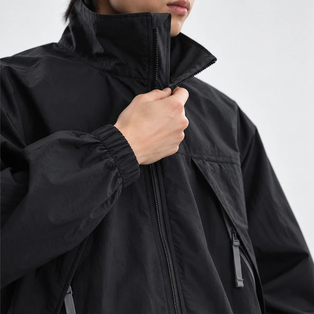 Spume - Unisex Water-Repellent & Windproof Stand-Collar Lightweight Jacket - Black