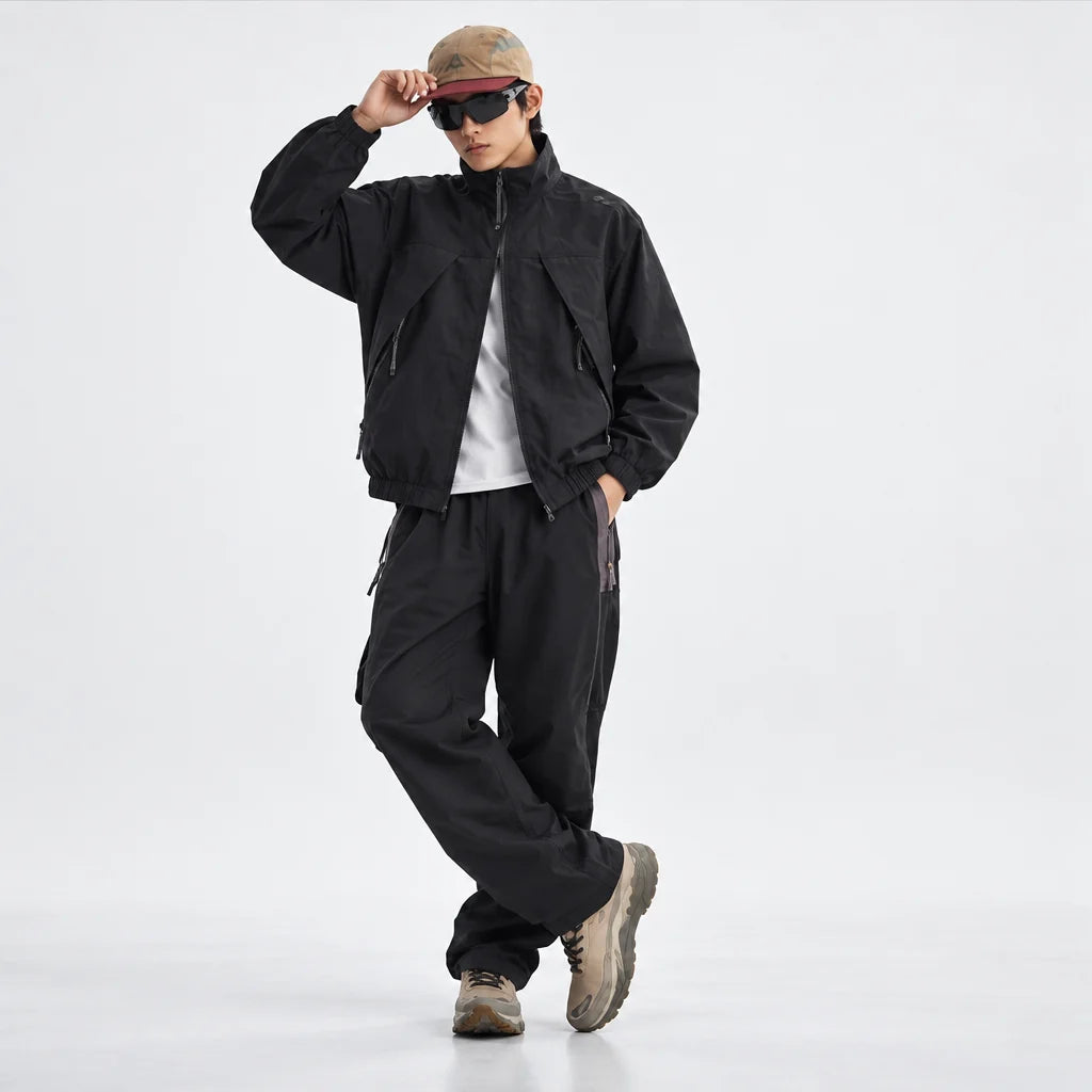 Spume - Unisex Water-Repellent & Windproof Stand-Collar Lightweight Jacket - Black