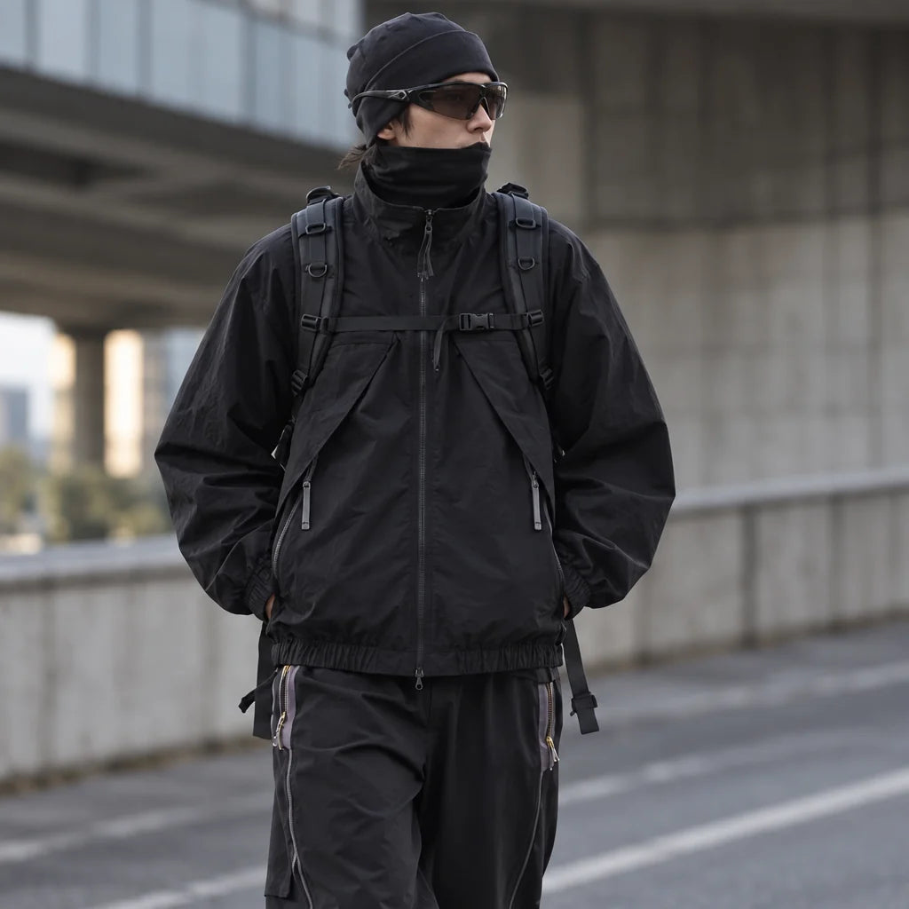 Spume - Unisex Water-Repellent & Windproof Stand-Collar Lightweight Jacket - Black