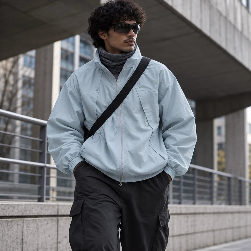 Spume - Unisex Water-Repellent & Windproof Stand-Collar Lightweight Jacket - Light Blue