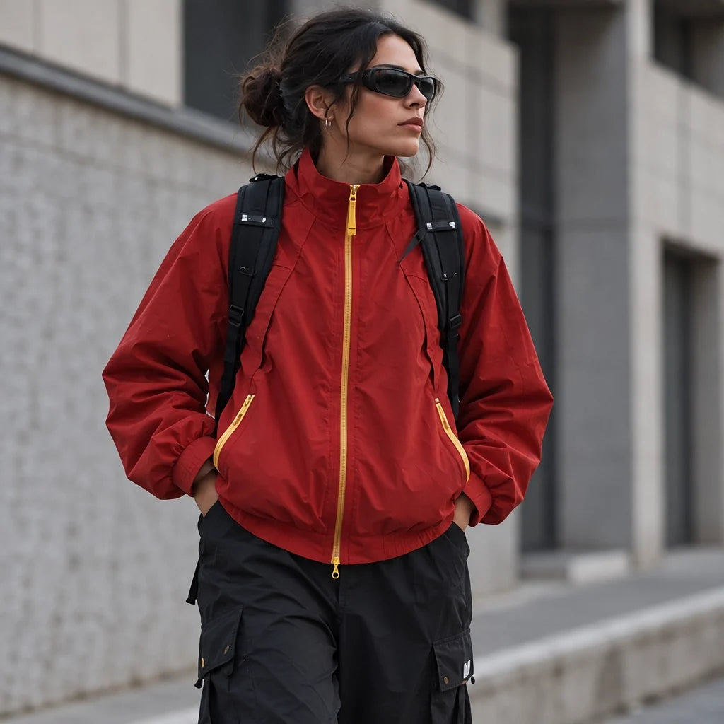 Spume - Unisex Water-Repellent & Windproof Stand-Collar Lightweight Jacket - Red