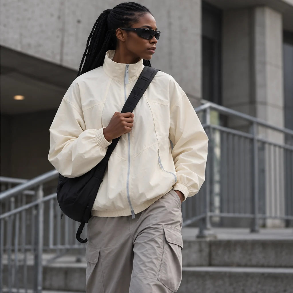 Spume - Unisex Water-Repellent & Windproof Stand-Collar Lightweight Jacket - White
