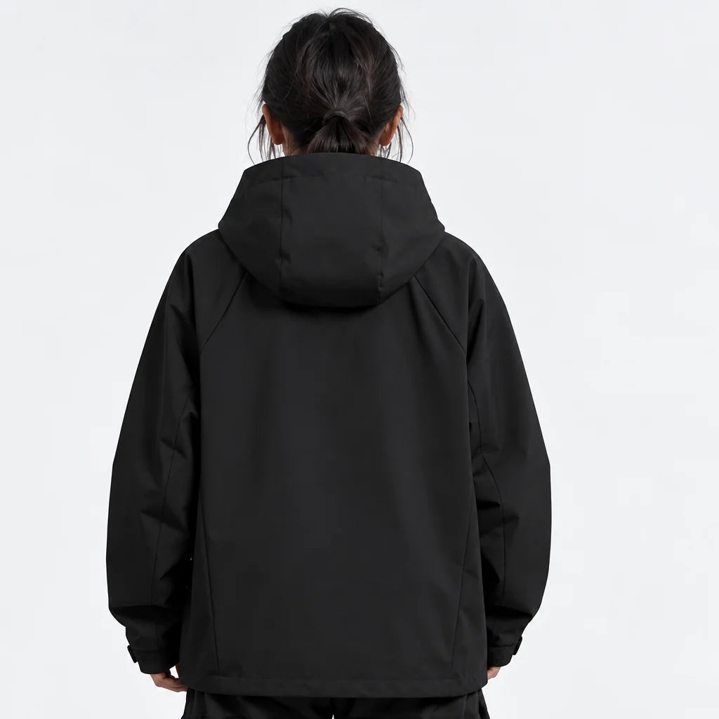 Mere - Unisex Windproof Breathable & Relaxed Fit Waterproof Jacket - Black