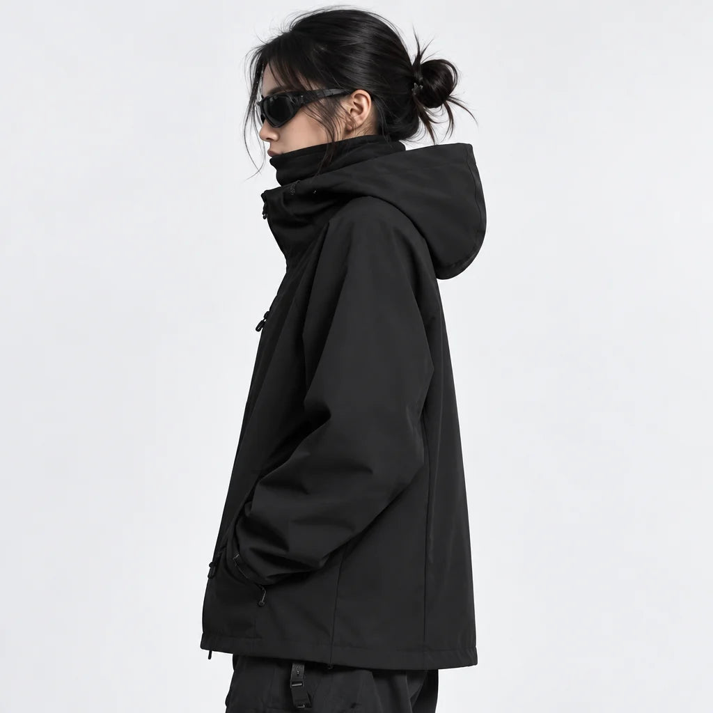 Mere - Unisex Windproof Breathable & Relaxed Fit Waterproof Jacket - Black