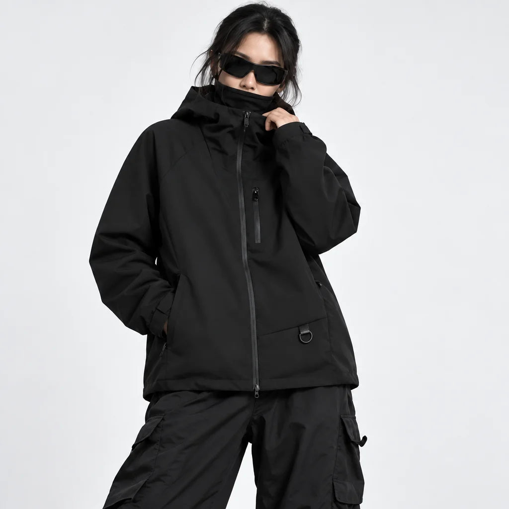 Mere - Unisex Windproof Breathable & Relaxed Fit Waterproof Jacket - Black