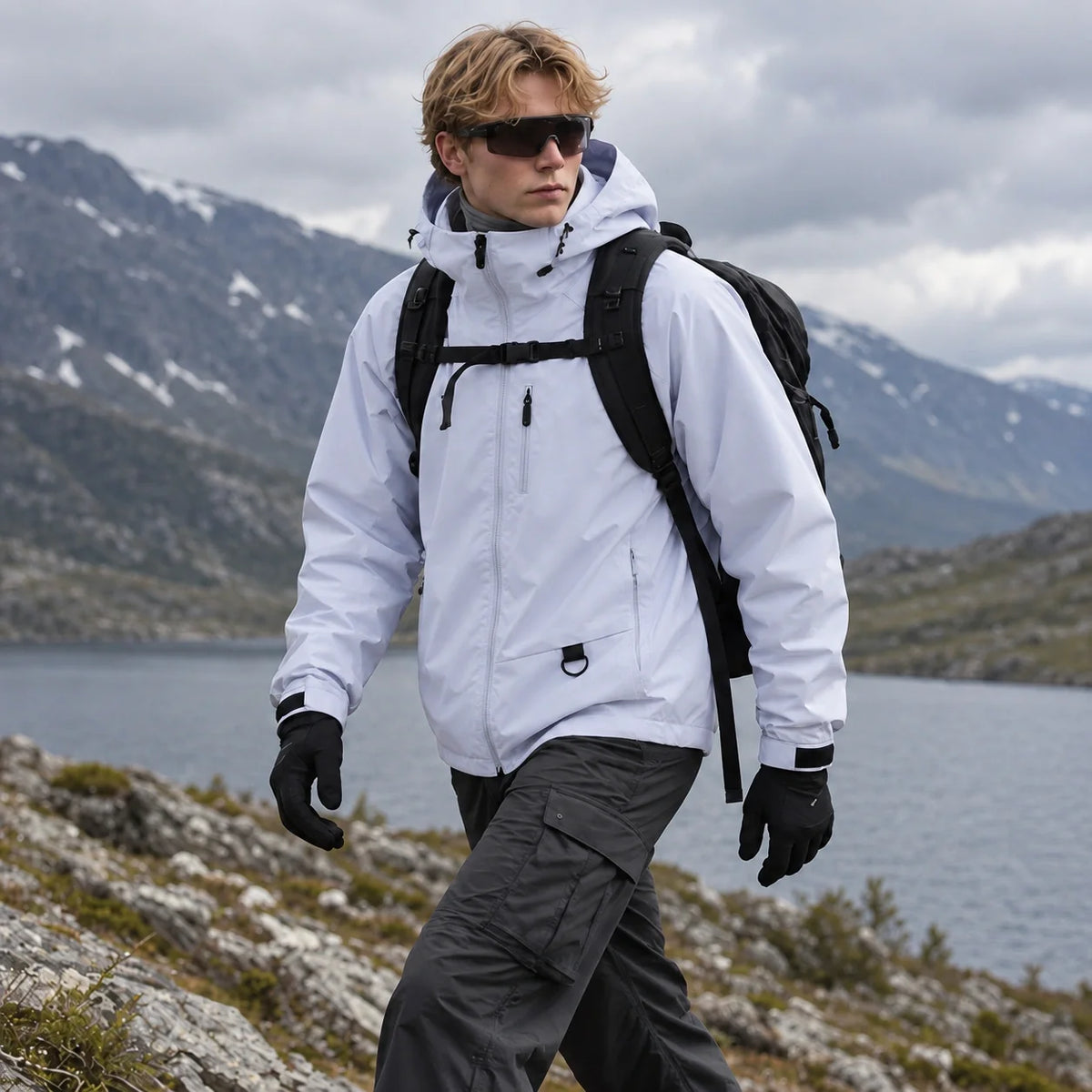 Mere - Unisex Windproof Breathable & Relaxed Fit Waterproof Jacket - Light Blue