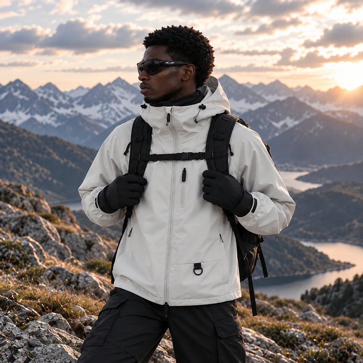 Mere - Unisex Windproof Breathable & Relaxed Fit Waterproof Jacket - Off-white