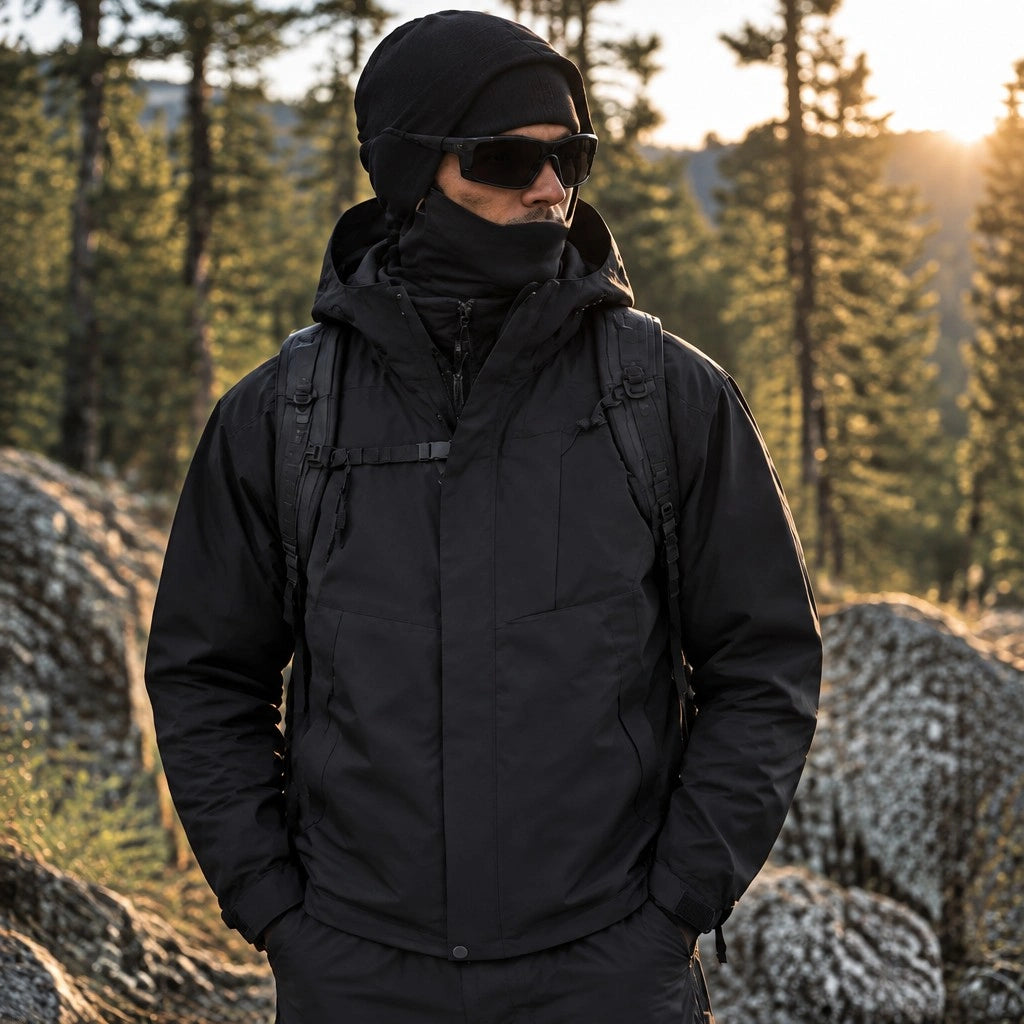 Screes - Mens Windproof Breathable & Hooded Waterproof Jacket - Black