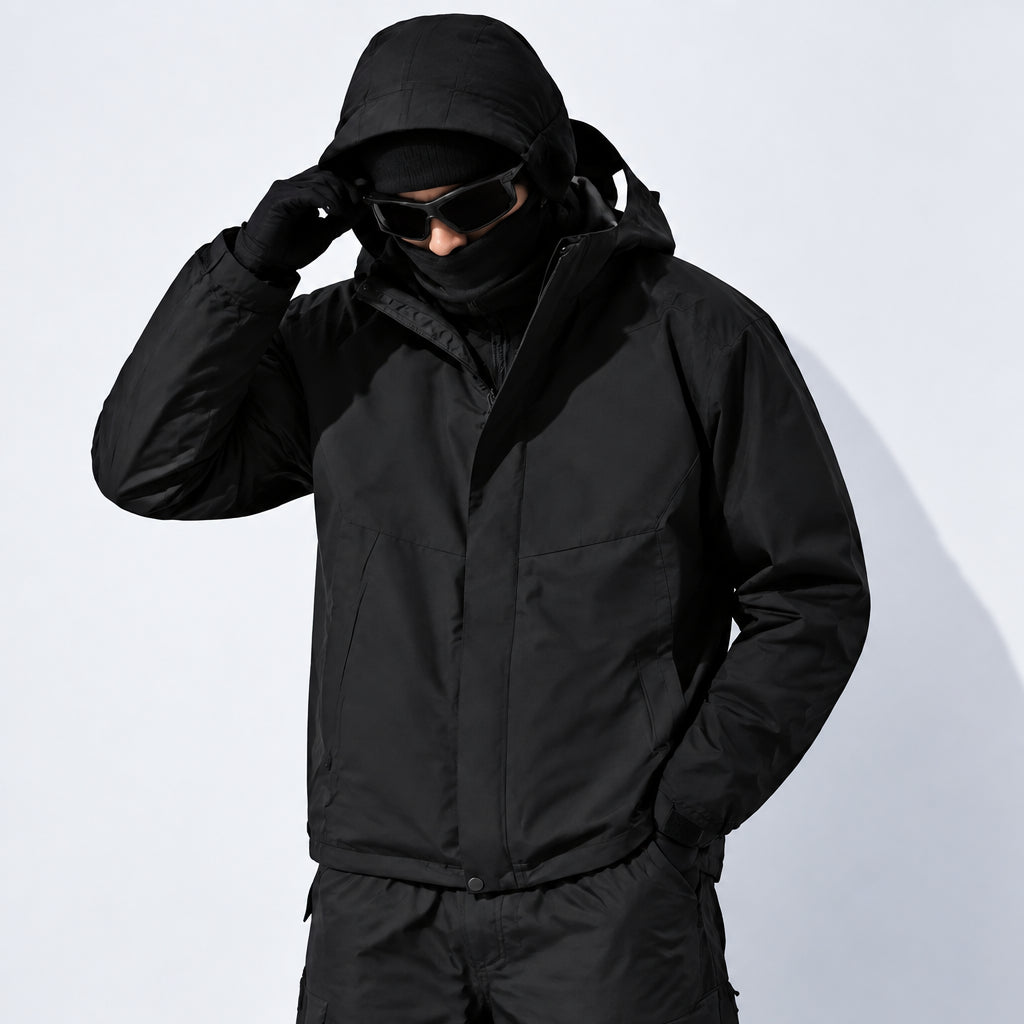 Screes - Mens Windproof Breathable & Hooded Waterproof Jacket - Black