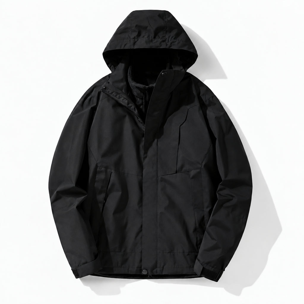 Screes - Mens Windproof Breathable & Hooded Waterproof Jacket - Black