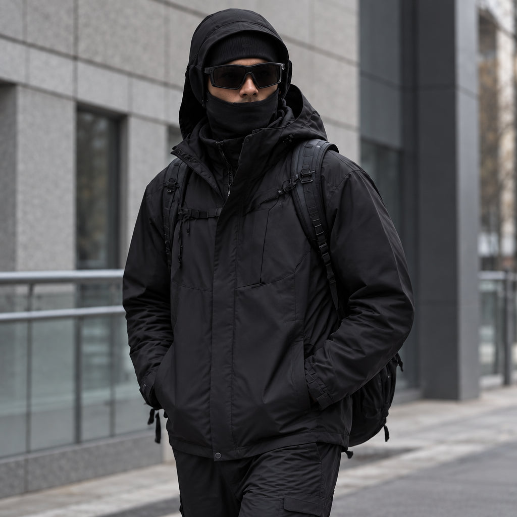 Screes - Mens Windproof Breathable & Hooded Waterproof Jacket - Black
