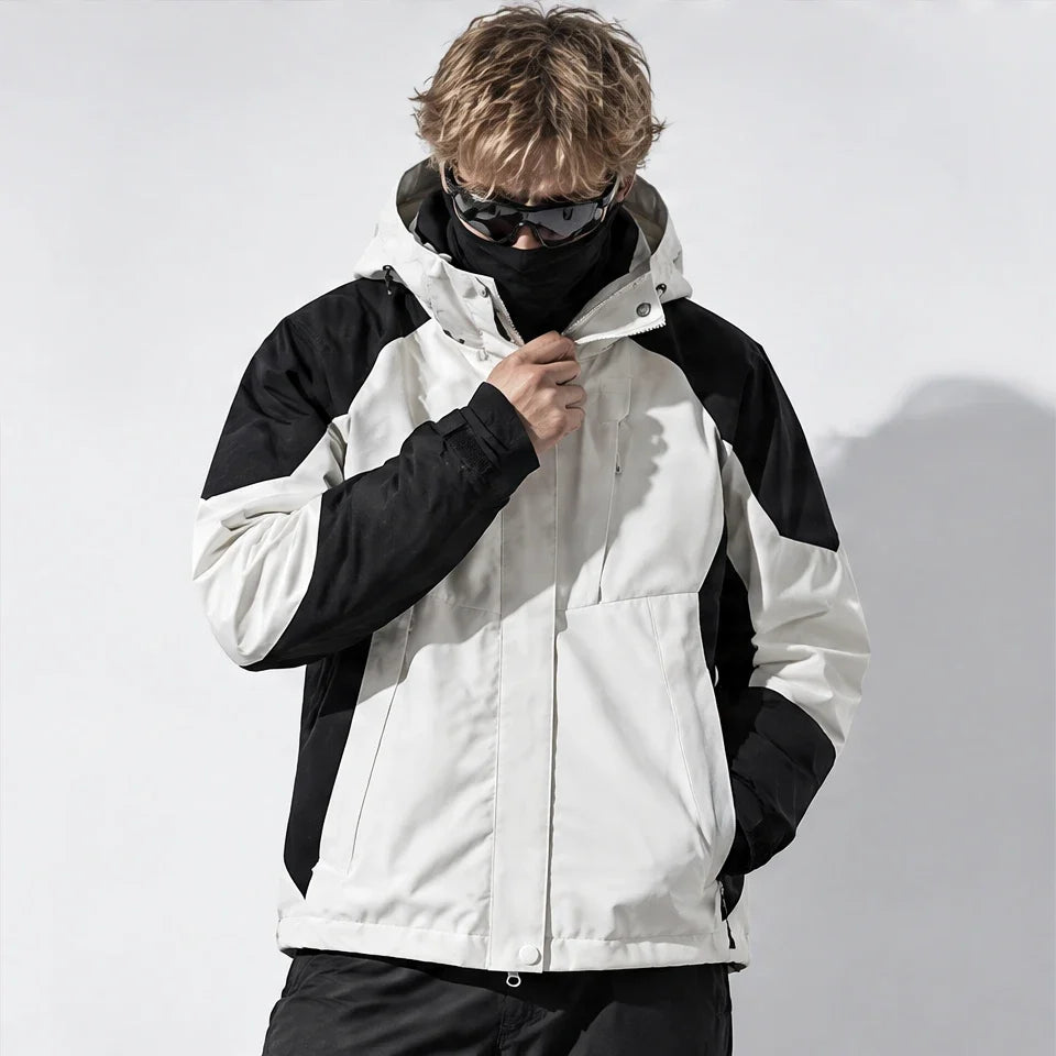 Screes - Mens Windproof Breathable & Hooded Waterproof Jacket - White