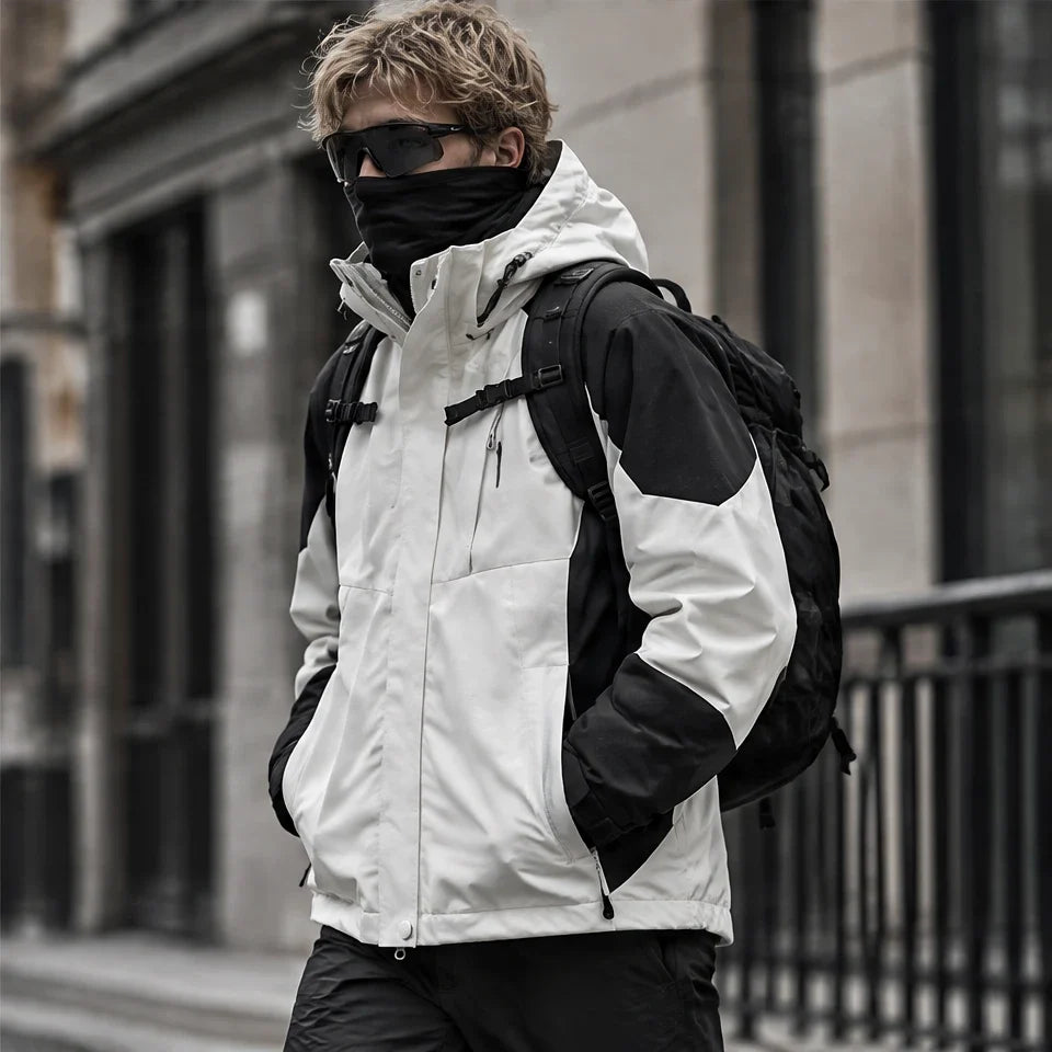 Screes - Mens Windproof Breathable & Hooded Waterproof Jacket - White