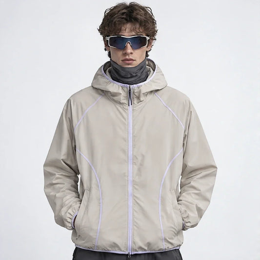 Lull - Unisex Water-Repellent & Windproof Colour-Block Lightweight Jacket - Light Khaki