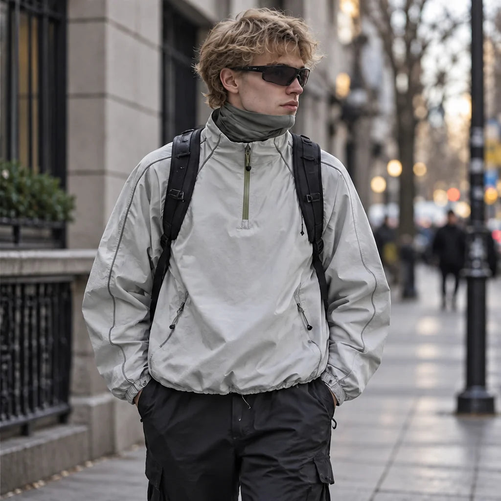 Spur - Unisex Water-Repellent & Windproof Colour-Block Lightweight Jacket - Grey