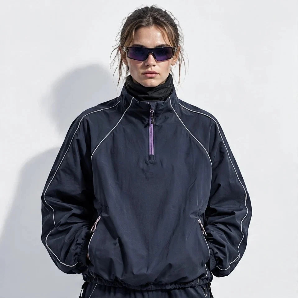 Spur - Unisex Water-Repellent & Windproof Colour-Block Lightweight Jacket - Navy Blue