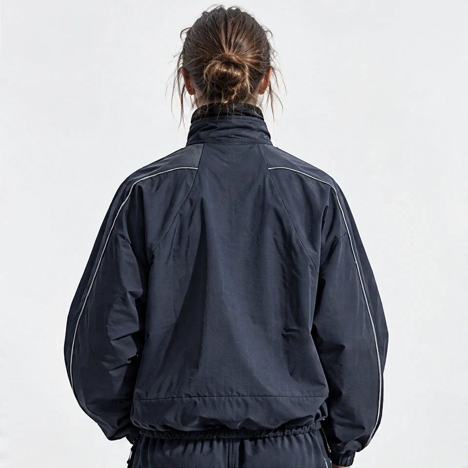 Spur - Unisex Water-Repellent & Windproof Colour-Block Lightweight Jacket - Navy Blue