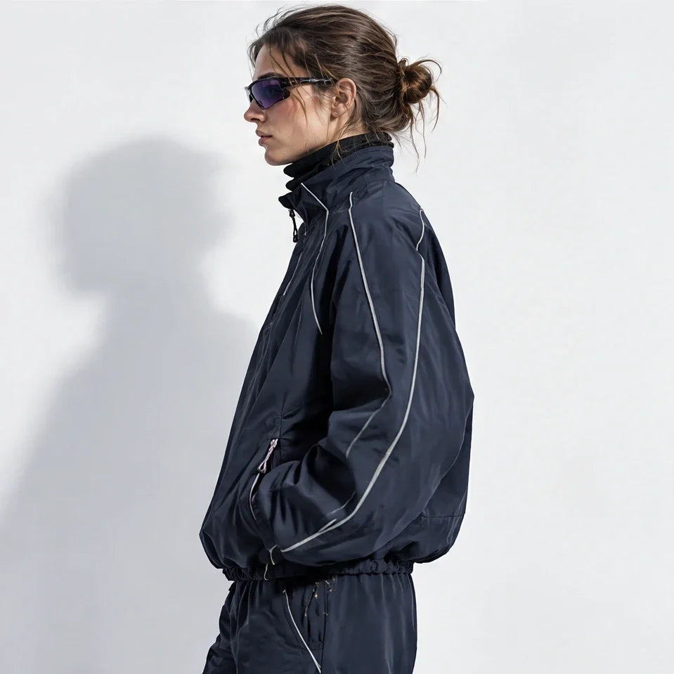 Spur - Unisex Water-Repellent & Windproof Colour-Block Lightweight Jacket - Navy Blue